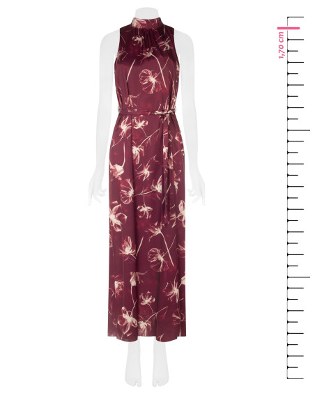 Robe midi en satin à grandes fleurs avec décolleté et nœud dans le dos Rinascimento