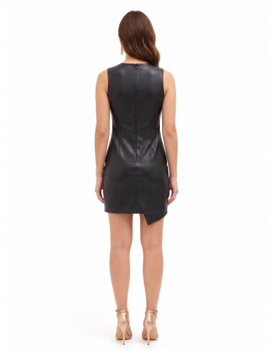 Robe courte en similicuir avec motif à carreaux entrelacés Rinascimento