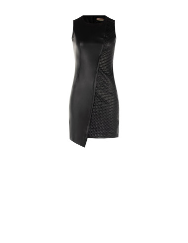 Robe courte en similicuir avec motif à carreaux entrelacés Rinascimento