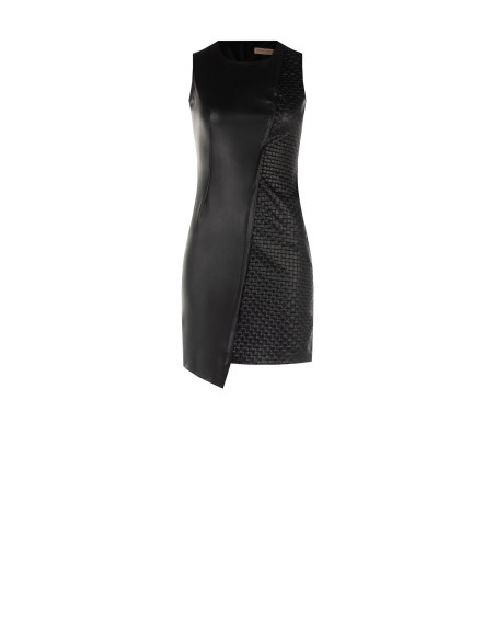 Robe courte en similicuir avec motif à carreaux entrelacés Rinascimento