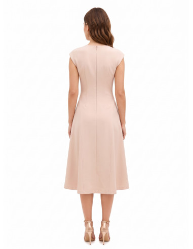 Robe midi évasée en tissu cady avec couture centrale Rinascimento