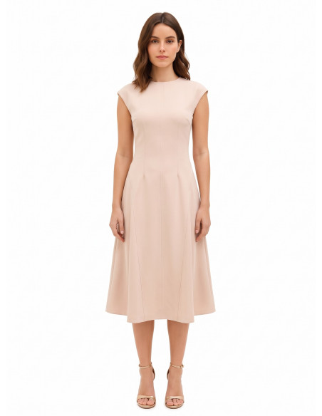 Robe midi évasée en tissu cady avec couture centrale Rinascimento
