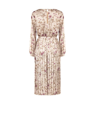 Robe midi fleurie en satin avec jupe plissée et fine ceinture rigide assortie Rinascimento