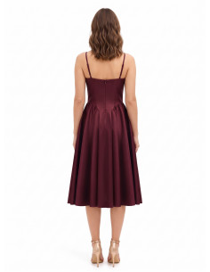 Robe midi bustier en satin avec jupe corolle Rinascimento 2