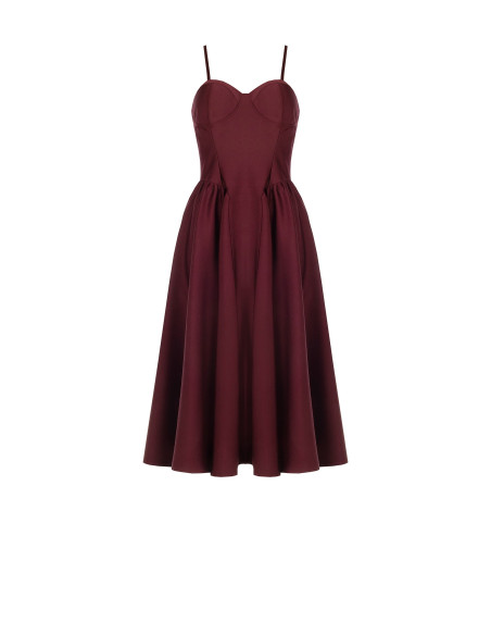 Robe midi bustier en satin avec jupe corolle Rinascimento
