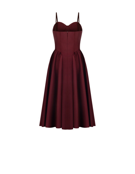 Robe midi bustier en satin avec jupe corolle Rinascimento