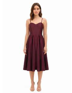 Robe midi bustier en satin avec jupe corolle Rinascimento