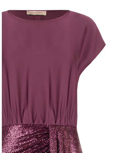 Robe courte effet 2 pièces avec top en satin et jupe portefeuille à paillettes Rinascimento