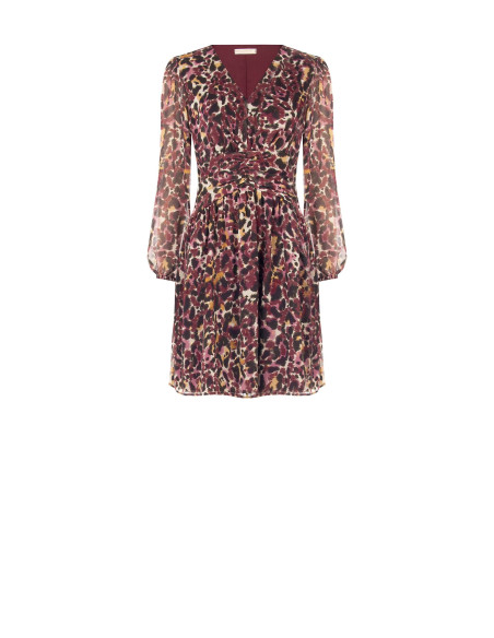 Robe courte en georgette à imprimé animalier et gouttes de lurex Rinascimento