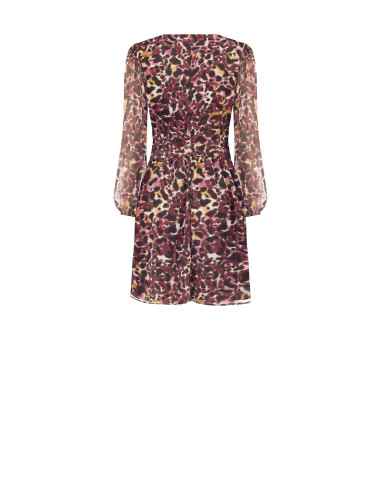 Robe courte en georgette à imprimé animalier et gouttes de lurex Rinascimento