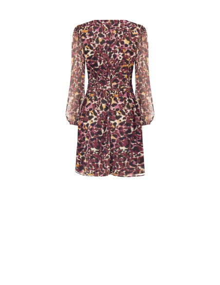 Robe courte en georgette à imprimé animalier et gouttes de lurex Rinascimento