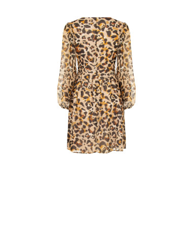 Korte jurk van georgette met dierenprint en lurexdetails Rinascimento