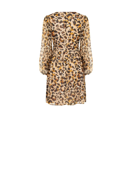Robe courte en georgette à imprimé animalier et gouttes de lurex Rinascimento