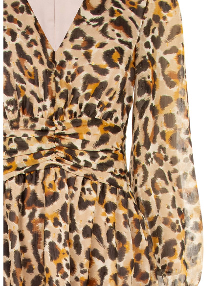 Robe courte en georgette à imprimé animalier et gouttes de lurex Rinascimento