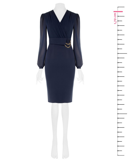 Robe fourreau effet 2 pièces avec décolleté en V croisé en georgette et jupe en scuba crêpe Rinascimento