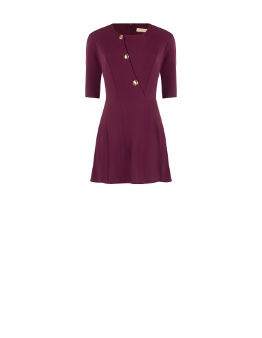 Robe courte évasée en scuba crêpe avec boutons dorés Rinascimento