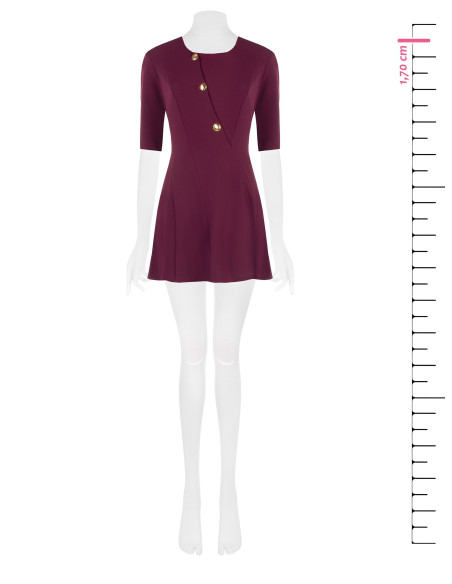 Robe courte évasée en scuba crêpe avec boutons dorés Rinascimento