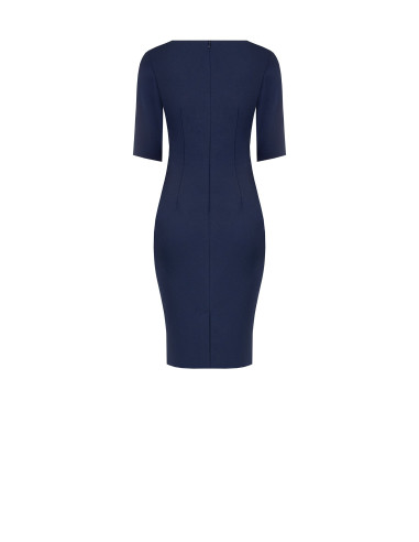 Robe fourreau en crêpe scuba avec col en V et petits nœuds Rinascimento