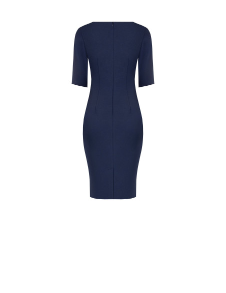 Robe fourreau en crêpe scuba avec col en V et petits nœuds Rinascimento