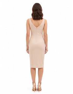 Robe fourreau en crêpe scuba avec double décolleté en V et broche décorative Rinascimento 2