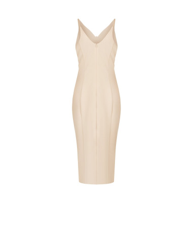 Robe fourreau en crêpe scuba avec double décolleté en V et broche décorative Rinascimento
