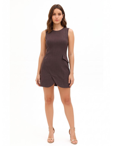 Robe courte en mélange de viscose avec col rond Rinascimento