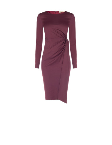 Robe midi en viscose mélangée avec fronces et drapé sur le côté Rinascimento