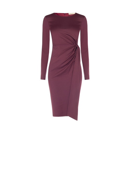 Robe midi en viscose mélangée avec fronces et drapé sur le côté Rinascimento