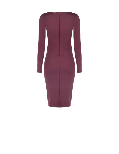 Robe midi en viscose mélangée avec fronces et drapé sur le côté Rinascimento