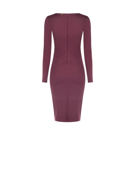 Robe midi en viscose mélangée avec fronces et drapé sur le côté Rinascimento