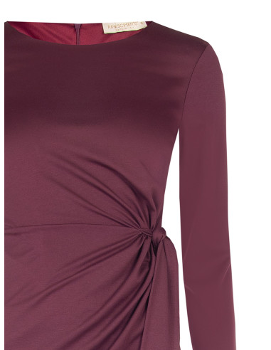 Robe midi en viscose mélangée avec fronces et drapé sur le côté Rinascimento
