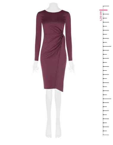 Robe midi en viscose mélangée avec fronces et drapé sur le côté Rinascimento