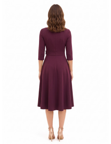 Robe midi évasée en polyviscose avec détail boucle et manches 3/4 Rinascimento