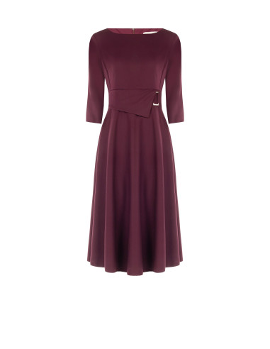 Robe midi évasée en polyviscose avec détail boucle et manches 3/4 Rinascimento