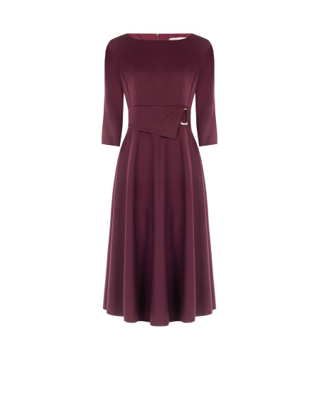 Robe midi évasée en polyviscose avec détail boucle et manches 3/4 Rinascimento