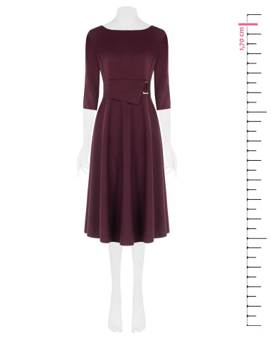 Robe midi évasée en polyviscose avec détail boucle et manches 3/4 Rinascimento