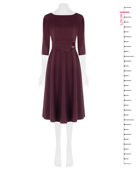 Robe midi évasée en polyviscose avec détail boucle et manches 3/4 Rinascimento