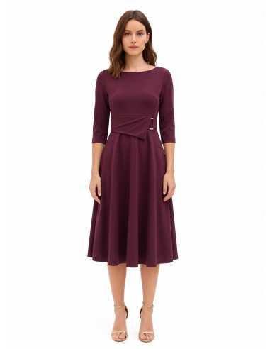 Robe midi évasée en polyviscose avec détail boucle et manches 3/4 Rinascimento