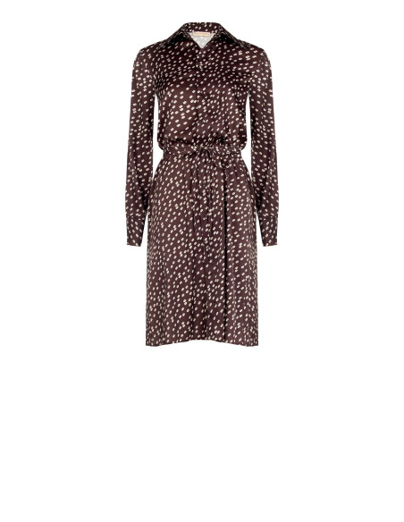 Robe-chemise midi en satin avec ceinture longue et fine assortie Rinascimento