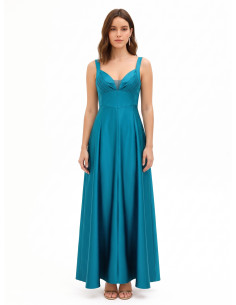 Robe longue en satin structuré avec décolleté en cœur Rinascimento
