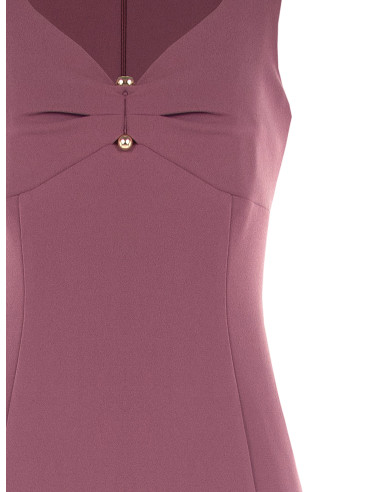 Robe fourreau en crêpe scuba avec décolleté cœur et détail métallique Rinascimento