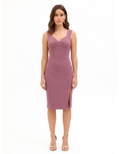 Robe fourreau en crêpe scuba avec décolleté cœur et détail métallique Rinascimento