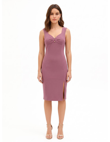 Robe fourreau en crêpe scuba avec décolleté cœur et détail métallique Rinascimento