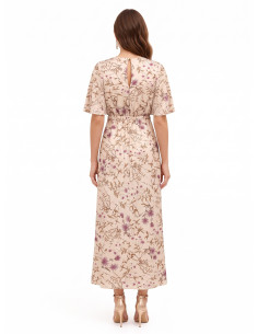 Robe longue en satin fleuri froncée sur les côtés Rinascimento 2
