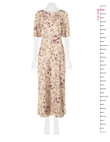 Robe longue en satin fleuri froncée sur les côtés Rinascimento