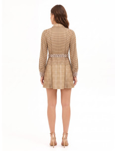 Robe-chemise courte à carreaux en viscose mélangée, avec ceinture à pois assortie et logo RR Rinascimento 2