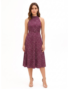 Robe midi évasée en tissu cady avec ceinture rigide assortie Rinascimento