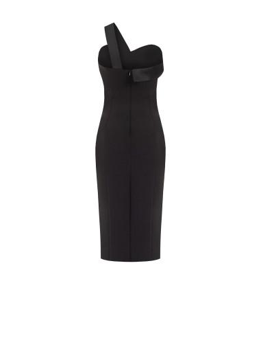 Robe fourreau en tissu technique avec bretelles et encolure en satin Rinascimento