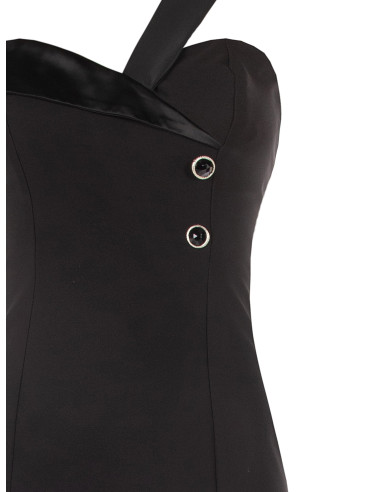 Robe fourreau en tissu technique avec bretelles et encolure en satin Rinascimento