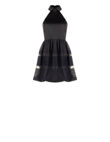 Robe courte bouffante en tulle à rayures transparentes avec top en satin Rinascimento